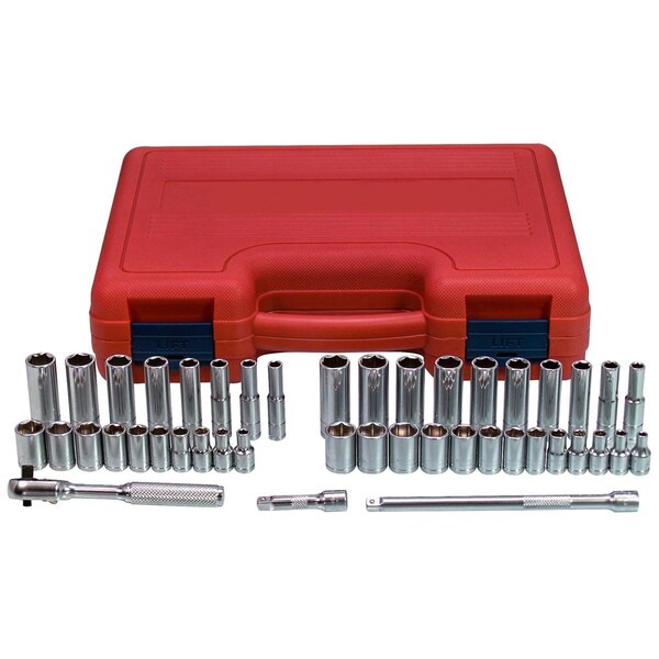 SAE/Mtrc Stnd/Dp Sockt Set, 1/4"Dr, 44pcs.